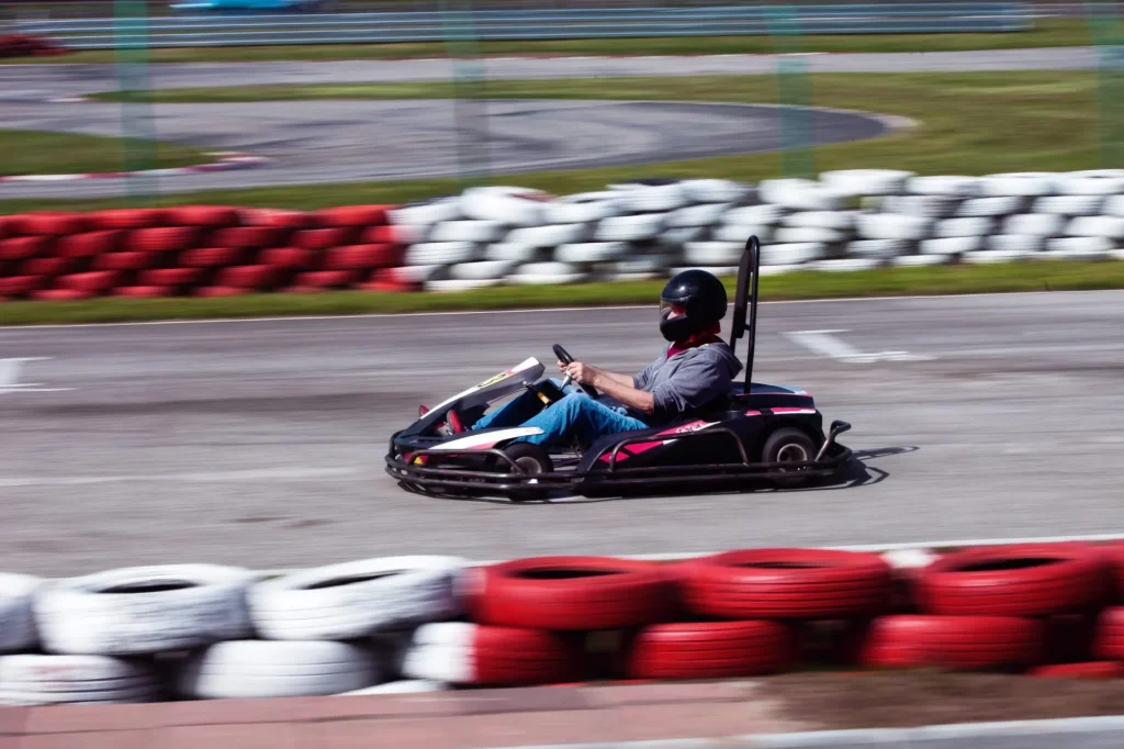 man drive go kart on track