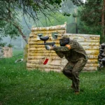 Person on the battlefield in a paintball