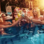 Enjoying pool party with friends